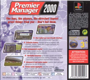 Premier Manager 2000 (EU) box cover back